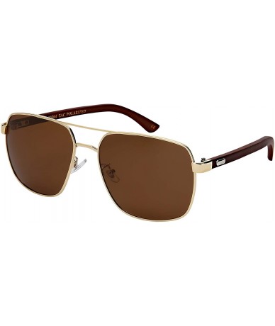 Sport Polarized Square Aviator Natural Bamboo Arms Sunglasses Lightweight 1220BM-P - C318O7O4OCH $28.08