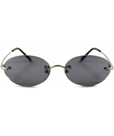 Rimless Rimless Old Fashioned True Vintage 80s Mens Womens Round Oval Sunglasses - Black - C918X568QO0 $19.51