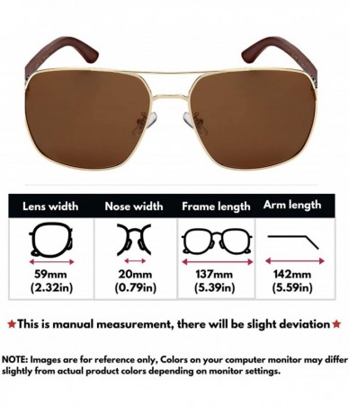 Sport Polarized Square Aviator Natural Bamboo Arms Sunglasses Lightweight 1220BM-P - C318O7O4OCH $28.08