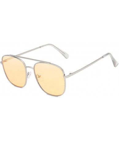 Oval Unisex Sunglasses Retro Blue Drive Holiday Oval Non-Polarized UV400 - Yellow - CZ18R96CC6K $20.37