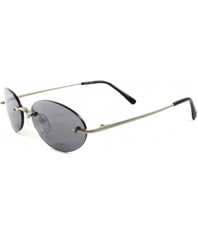 Rimless Rimless Old Fashioned True Vintage 80s Mens Womens Round Oval Sunglasses - Black - C918X568QO0 $19.51