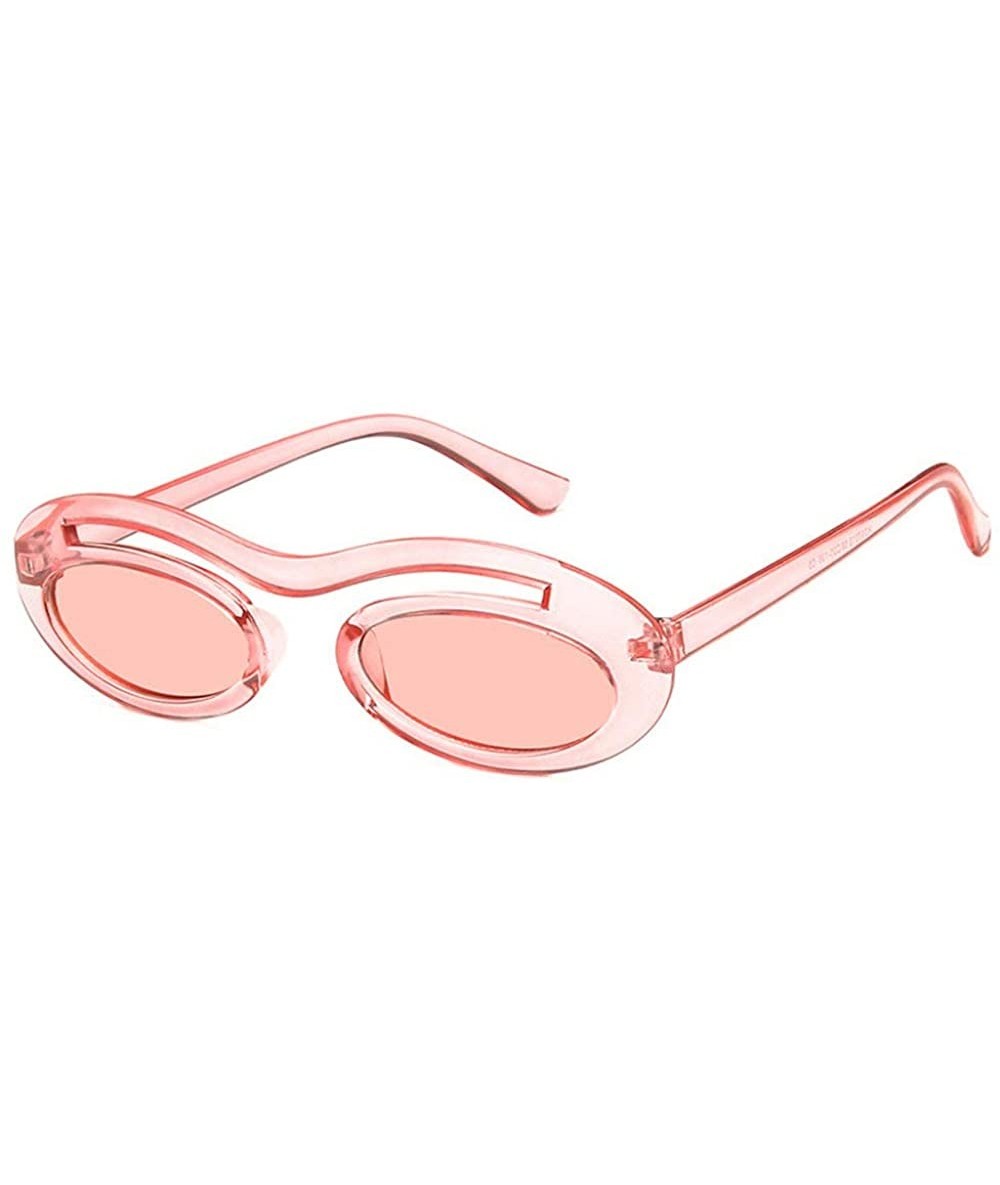 Round Chic Small Round Ultra Light Frame Oval Candy Color Unisex Party Sunglasses UV400 - Pink - CJ18LMZRQLR $21.44