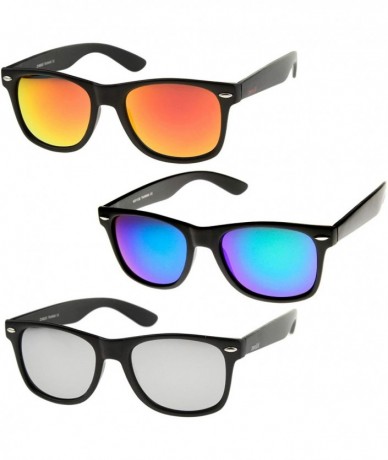 Semi-rimless Retro 80's Classic Colored Mirror Lens Square Horn Rimmed Sunglasses for Men Women - C717YLTH4ND $35.09