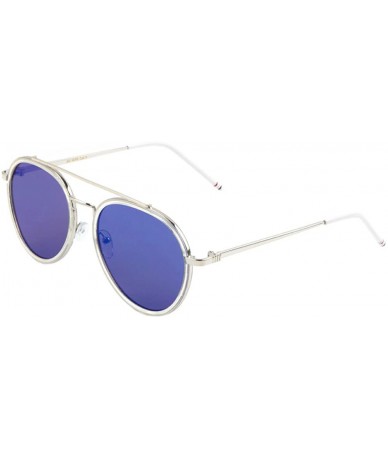 Aviator Double Clear Plastic Metal Rim Flat Modern Aviator Sunglasses - Blue - C2190DTW4T5 $27.44