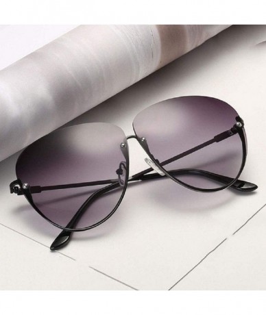 Square Fashion Oversized Rimless Sunglasses Women Clear Lens Glasses - H - CG18R0934LE $18.69