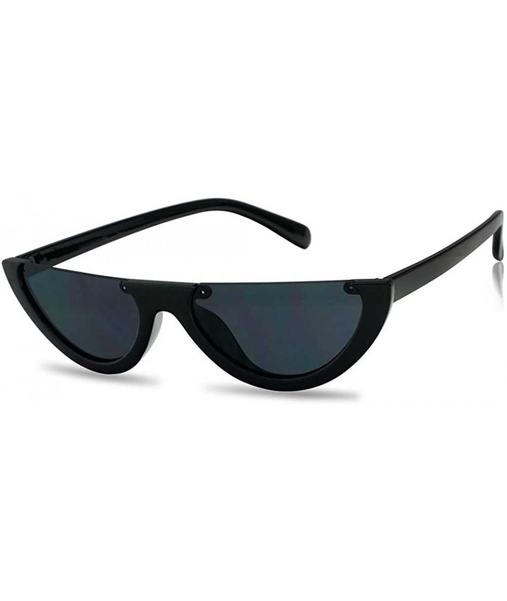 Cat Eye Super Small Half Moon 1990s Cateyes Sunglasses - Black Frame - Black - C2180OM2G90 $29.15