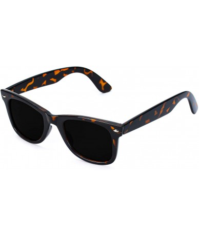 Wayfarer Retro Super Dark Lens Non-Polarized Lens Square Horn Rimmed Sunglasses - Tortoise - CH196SN4D49 $17.24