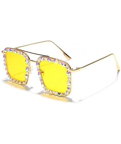 Square Oversized Square Diamond Sunglasses Ladies Sunglasses Ladies Glasses Fashion Rhinestones - C1198QLLG6Z $57.41