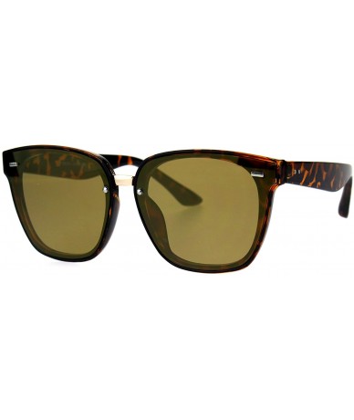 Rectangular Trendy Hipster Panel Lens Horned Rim Color Mirror Sunglasses - Tortoise Gold - CG185CEUTTR $19.65