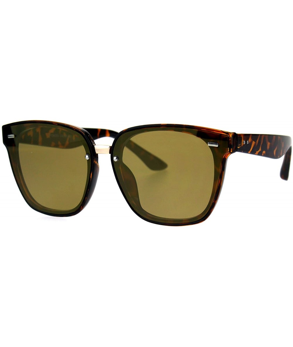 Rectangular Trendy Hipster Panel Lens Horned Rim Color Mirror Sunglasses - Tortoise Gold - CG185CEUTTR $19.65