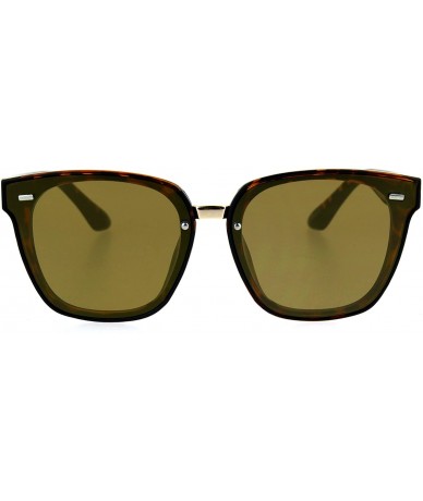 Rectangular Trendy Hipster Panel Lens Horned Rim Color Mirror Sunglasses - Tortoise Gold - CG185CEUTTR $19.65