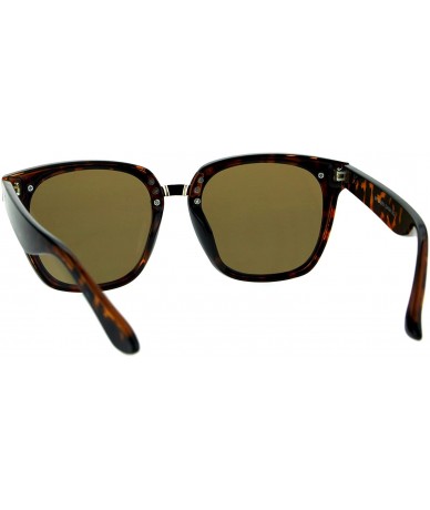 Rectangular Trendy Hipster Panel Lens Horned Rim Color Mirror Sunglasses - Tortoise Gold - CG185CEUTTR $19.65