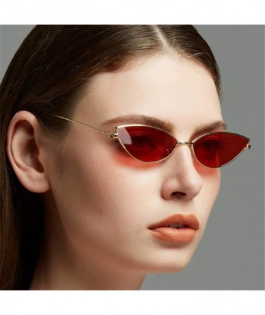 Cat Eye Women Cat Eye Sunglasses Cute Sexy Brand Designer Glasses Summer Retro Small Frame Black Red Cateye Sun Glasses - C81...