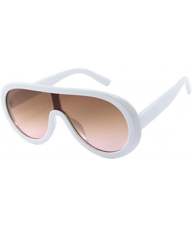 Oversized One Piece Sunglasses Women Summer Gifts Big Sun Glasses Male Gradient Lens Uv400 - White With Brown - CS1973CMCCU $...