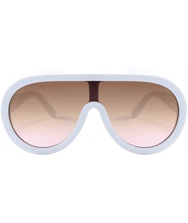 Oversized One Piece Sunglasses Women Summer Gifts Big Sun Glasses Male Gradient Lens Uv400 - White With Brown - CS1973CMCCU $...