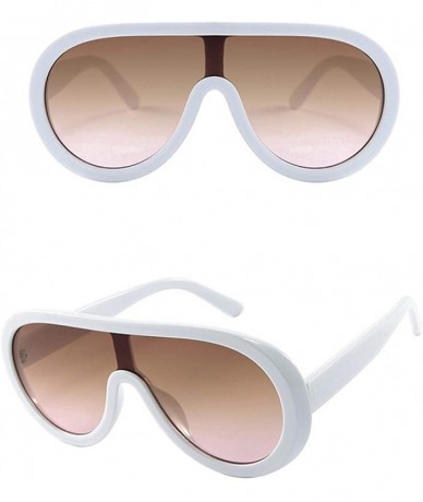 Oversized One Piece Sunglasses Women Summer Gifts Big Sun Glasses Male Gradient Lens Uv400 - White With Brown - CS1973CMCCU $...