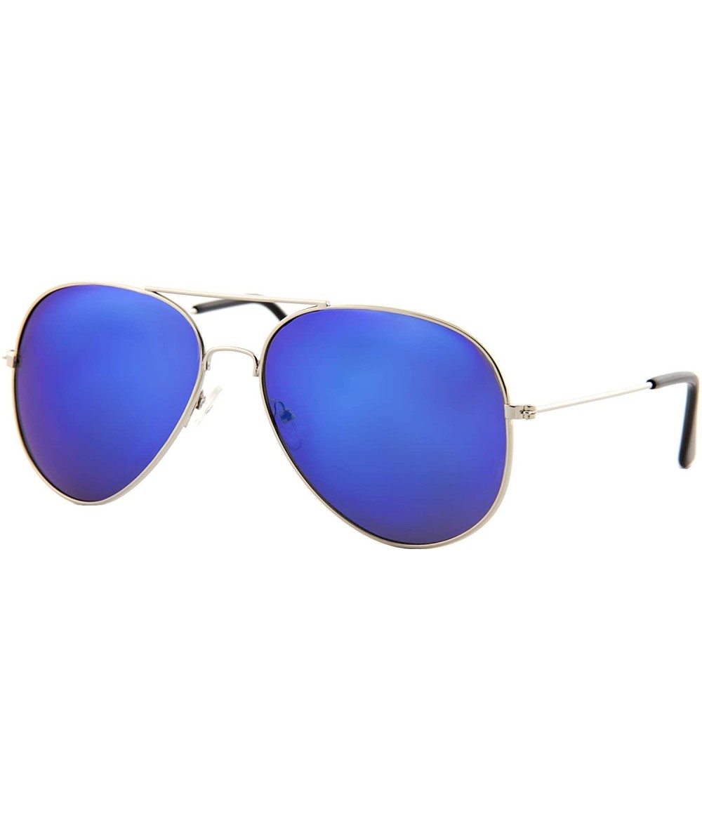 Aviator Unisex Sunglasses Classic Double Bridge Design Mirrored Classic Aviator - CP18I4DGXZK $20.09