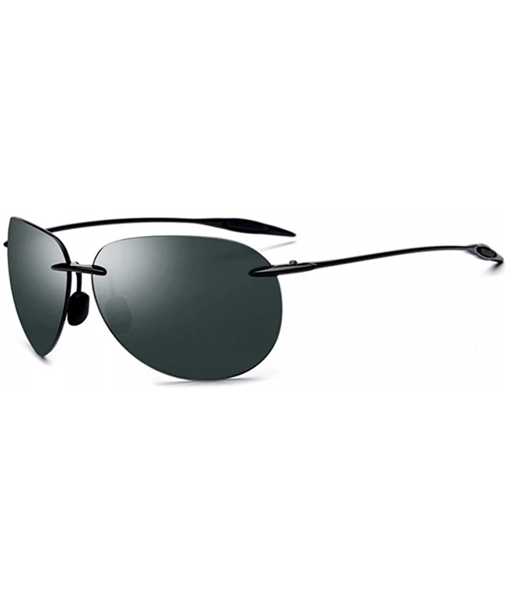 Sport Rimless Sunglasses For Men Women Ultralight TR90 Frame - Black - CT18H0N4KTM $59.39