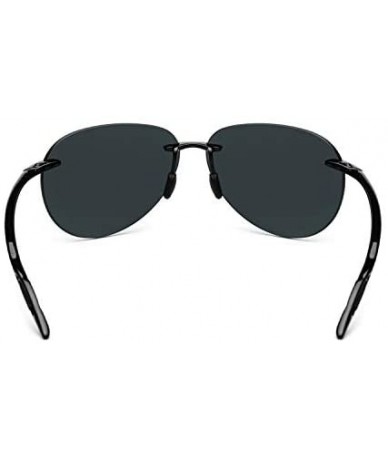 Sport Rimless Sunglasses For Men Women Ultralight TR90 Frame - Black - CT18H0N4KTM $59.39