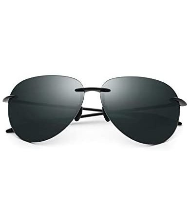 Sport Rimless Sunglasses For Men Women Ultralight TR90 Frame - Black - CT18H0N4KTM $59.39