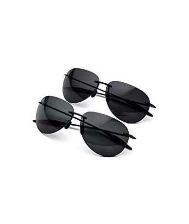 Sport Rimless Sunglasses For Men Women Ultralight TR90 Frame - Black - CT18H0N4KTM $59.39