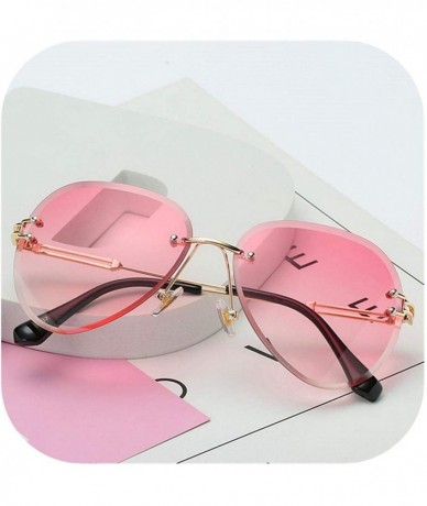 Oversized RimlSunglasses Women Fashion Sun Glasses Metal Farme Gradient Shades Cutting Lens FaGoggles UV400 - Pink - CY197Y77...