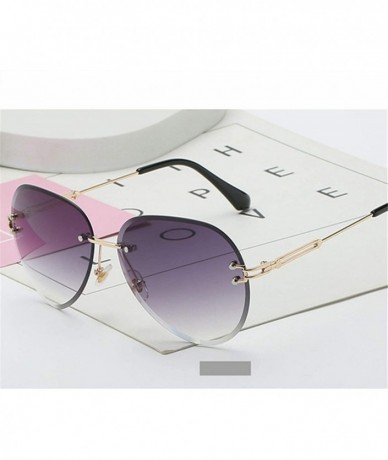 Oversized RimlSunglasses Women Fashion Sun Glasses Metal Farme Gradient Shades Cutting Lens FaGoggles UV400 - Pink - CY197Y77...