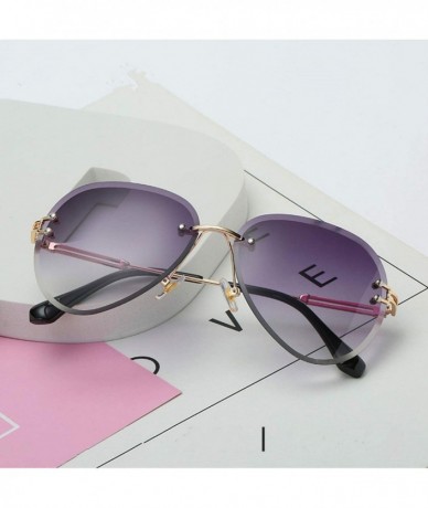 Oversized RimlSunglasses Women Fashion Sun Glasses Metal Farme Gradient Shades Cutting Lens FaGoggles UV400 - Pink - CY197Y77...