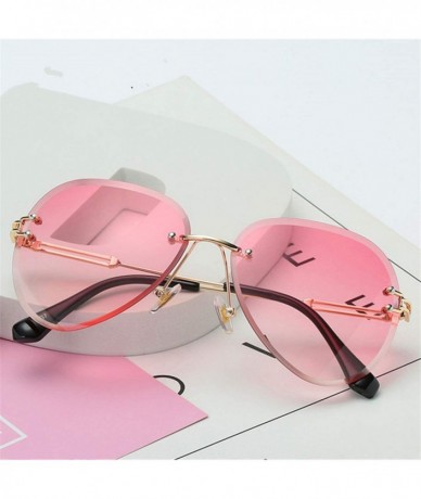 Oversized RimlSunglasses Women Fashion Sun Glasses Metal Farme Gradient Shades Cutting Lens FaGoggles UV400 - Pink - CY197Y77...