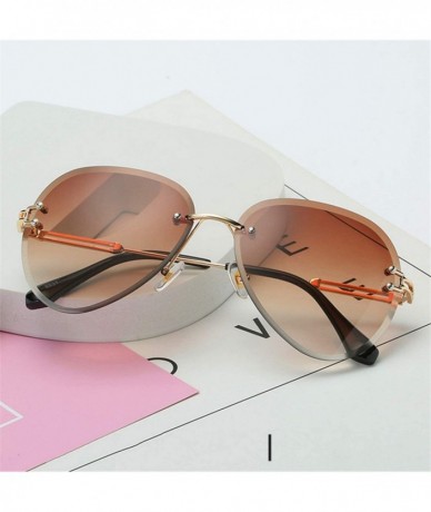 Oversized RimlSunglasses Women Fashion Sun Glasses Metal Farme Gradient Shades Cutting Lens FaGoggles UV400 - Pink - CY197Y77...