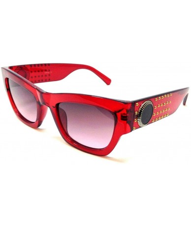 Rectangular Slim Rectangular Cat EyeThick Bold Luxury Sunglasses - Red Crystal & Gold Frame - CT18WZOQXQX $18.40