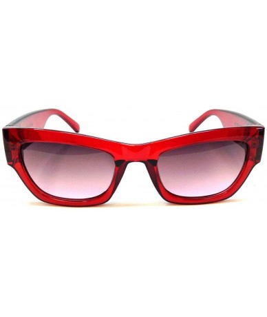 Rectangular Slim Rectangular Cat EyeThick Bold Luxury Sunglasses - Red Crystal & Gold Frame - CT18WZOQXQX $18.40