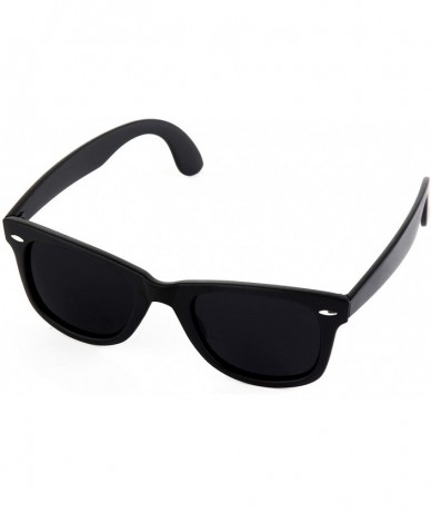 Square Retro Super Dark Lens Non-Polarized Lens Square Horn Rimmed Sunglasses - Gloss Black - CG18R604ZE8 $18.56