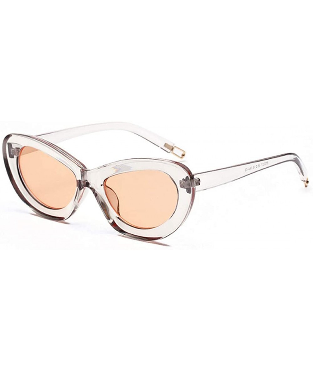 Cat Eye Retro Cat Eye Sunglasses Women Candy Colors Resin lens Glasses UV400 - White Brown - CE18NEQQU35 $19.08