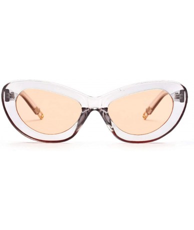 Cat Eye Retro Cat Eye Sunglasses Women Candy Colors Resin lens Glasses UV400 - White Brown - CE18NEQQU35 $19.08