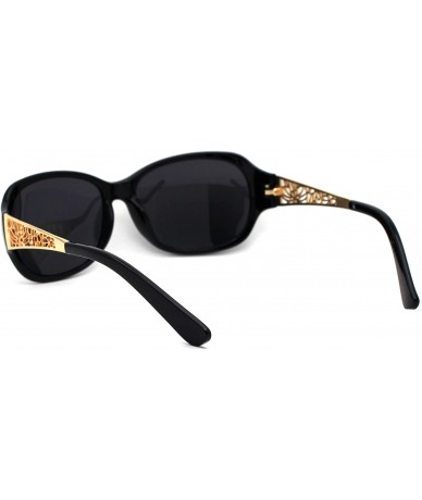 Oval Polarized Antiglare Floral Diecut Arm Luxury Butterfly Sunglasses - Black Gold Black - CH196WL3QWQ $22.78