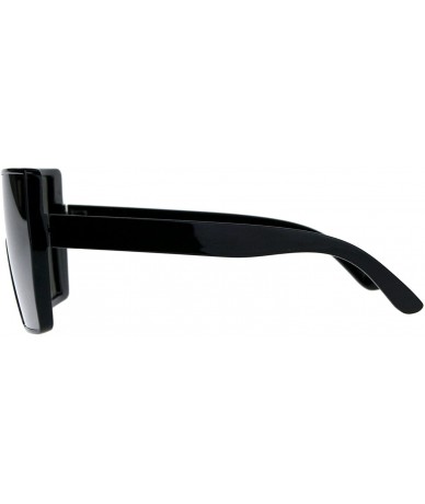 Shield Extra Oversized Fashion Sunglasses Square Shield Frame Mirror Lens - Black (Silver Mirror) - CH18EE7O9E9 $21.43