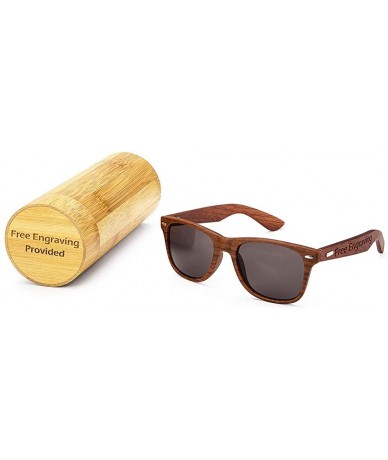 Wayfarer Personalized Mens Wooden Sunglasses UV400 Groomsmen Bestman Gift - Gold With Box - CZ18ISIO7SE $31.76