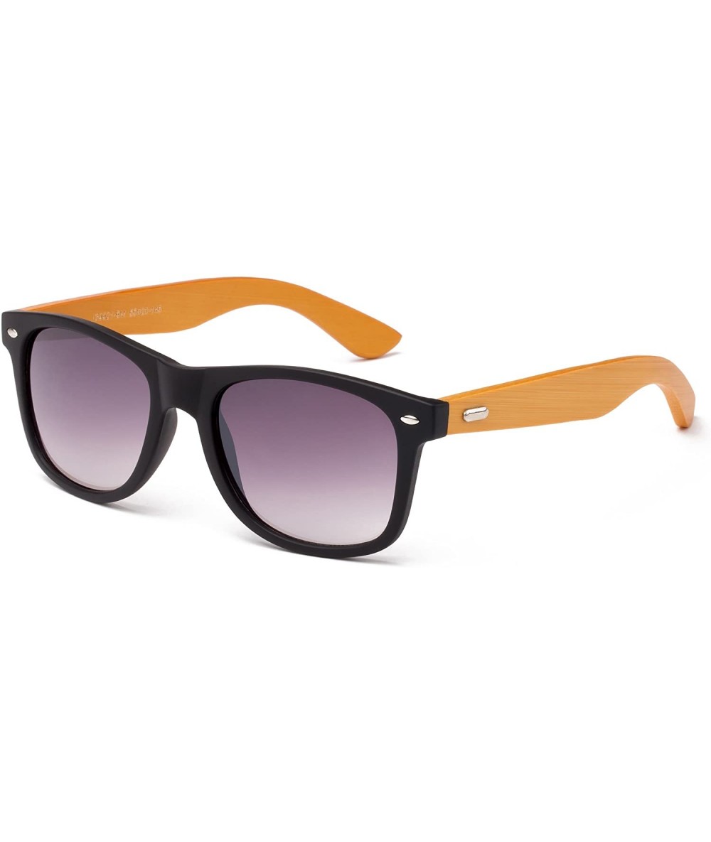 Wayfarer "Soul" Modern Retro Fashion Real Bamboo Sunglasses with Flash Lenses - CD12M1OCCR3 $22.97