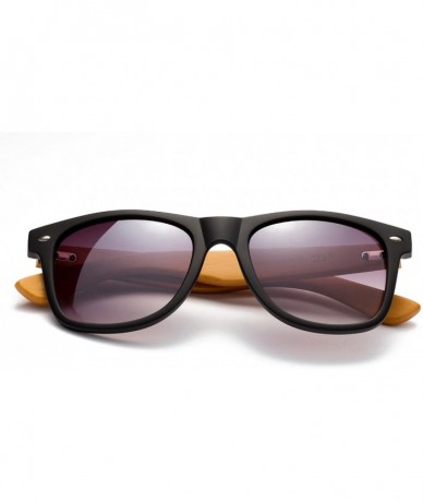 Wayfarer "Soul" Modern Retro Fashion Real Bamboo Sunglasses with Flash Lenses - CD12M1OCCR3 $22.97