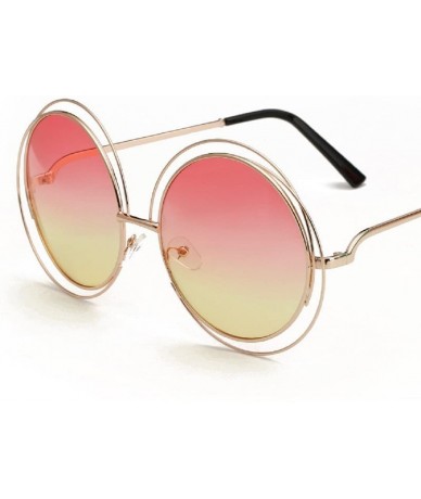 Oversized Round Mirrored Lenses Flat Metal Double Frame Sunglasses - 11a - C6183QSE7HD $17.51