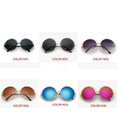 Oversized Round Mirrored Lenses Flat Metal Double Frame Sunglasses - 11a - C6183QSE7HD $17.51