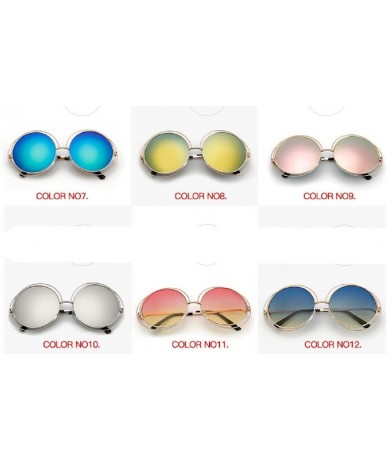 Oversized Round Mirrored Lenses Flat Metal Double Frame Sunglasses - 11a - C6183QSE7HD $17.51