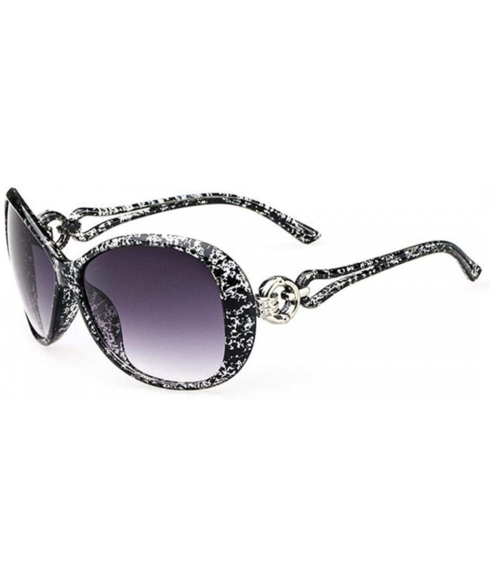 Oval Women Fashion Oval Shape UV400 Framed Sunglasses Sunglasses - Black White - C8197H8K9GA $30.72