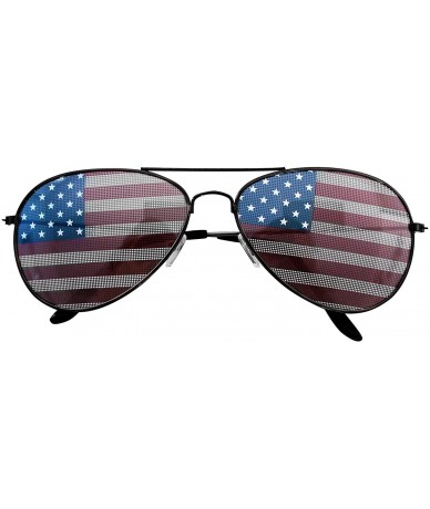 Aviator American USA Flag Design Metal Frame Aviator Sunglasses (Black) - CG129U17ZVX $18.30