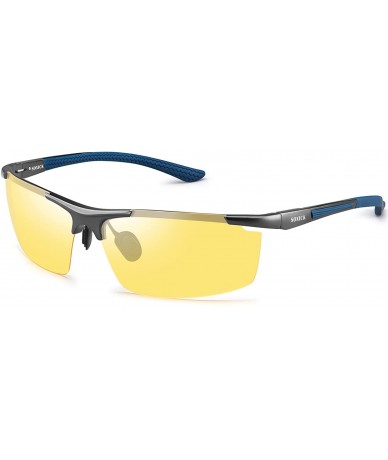 Goggle Night Driving Glasses - Anti Glare Polarized Safety Yellow Glasses for Men Women - Blue Frame/(Yellow Lens) - C618I9XC...