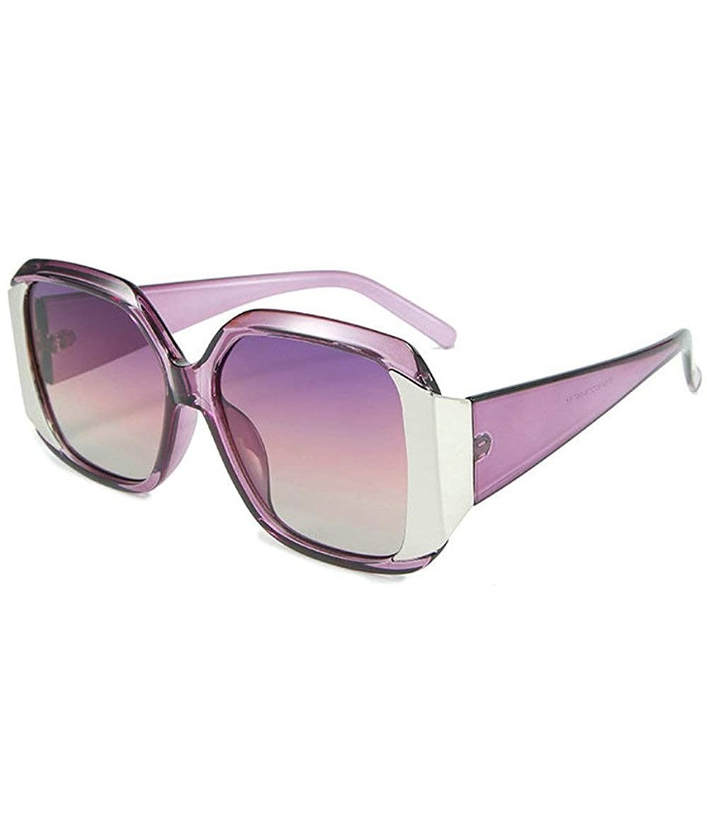 Oversized Fashion oversized Square Frame Glasses Brand Designer Retro Big Frame Women Sunglasses - Purple - CM18WDL4R0M $22.06