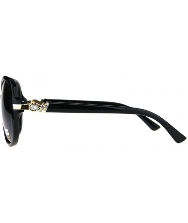 Oversized Womens Rhinestone Bling Designer Fashion Plastic Butterfly Sunglasses - All Black - C518CA2LZDC $24.54