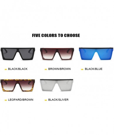 Square Oversized Sunglasses Women Big Frame Square Flat Top Rivet Gradient Lens Sun Glasses Men Vintage Mirror UV400 - CU197Z...