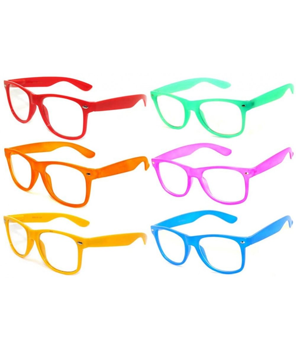 Wayfarer Set of 6 Pairs Retro Style Vintage Clear Lens Sunglasses Colored Frame - CC11NEI5Z1V $29.63